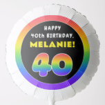 40. Geburtstag: Farbiger Regenbogen # 40, Individu Ballon<br><div class="desc">Dieses fröhliche und optimistische geburtstag-thematische Ballondesign zeichnet sich durch eine große Zahl "40" aus, die ein lebendiges buntes Regenbogenspektrum inspiriert Farbverlaufsmuster hat, zusammen mit der Meldung "HAPPY 40th BIRTHDAY" und einem personalisierten Empfängernamen. Ein fröhlicher, bearbeitbarer Ballon wie dieser könnte eine lustige Dekoration sein, um an einem Geburtstag zu feiern oder...</div>