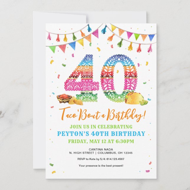 40. Geburtstag Fiesta Einladung (Vorderseite)