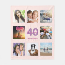 40. Geburtstag Foto Collage Rose Gold Rosa