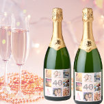 40. Geburtstag Foto Collage Rose Goldname<br><div class="desc">Ein Flaschenetikett für ein 40. Party,  das ihr Leben mit einer Collage von 8 Ihrer Fotos feiert. Personalisieren und fügen Sie einen Namen,  Alter 40 und ein Datum. Geburtsdatum oder Geburtsdatum des Party. Graue und dunkle Rose goldfarbene Buchstaben. Eine gürtliche und feminine Rose mit goldfarbenem Hintergrund.</div>
