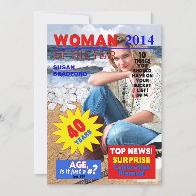 40. Geburtstag FOTO Einladung - Zeitschriftenabdec (Vorderseite)