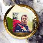 40. Geburtstag Foto hello 40 Typ schwarz Einladung<br><div class="desc">Vorlage für Ihr eigenes Foto. vorne: Weißer Text Overlay: Hallo 40! Der Text ist mit einem modernen handgeschriebenen Stilskript geschrieben. Zurück: schwarzer Hintergrund und weiße Buchstaben. Vorlagen für einen Namen und Party Details.</div>