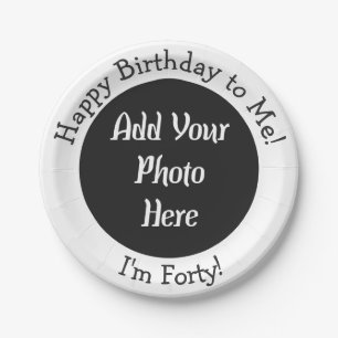 40. Geburtstag Foto Personalisierte Papierplatte Pappteller