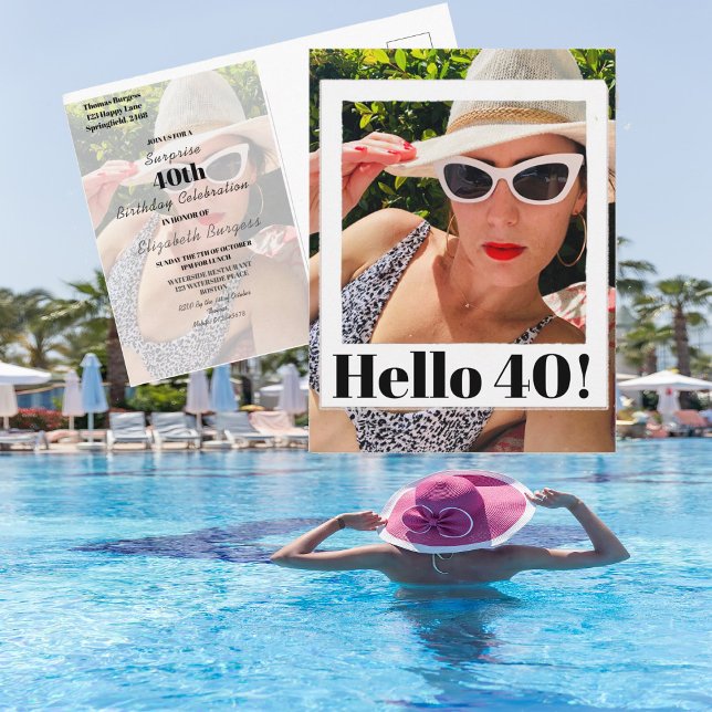 40. Geburtstag Foto Rahmen Modern Chic Postkarte (Von Creator hochgeladen)