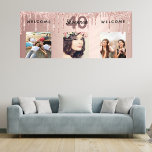 40. Geburtstag Foto Rose Gold Glitzer funkeln Banner<br><div class="desc">Für einen 40. Geburtstag als Party willkommen Banner oder Wanddekoration. Eine Collage von 3 Fotos von Freunden, Familie, Interessenten oder Haustieren. Personalisieren und fügen Sie ihren Namen, Alter 40 und ein Datum. Geburtsdatum oder Geburtsdatum der Geburtstagsparty. Eine gürtelgoldene Rose, rot-rosa Imitate Metallfolie als Hintergrund. Dekoriert mit Rose vergoldeten Imitaten Glitzer...</div>