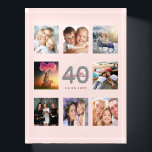 40. Geburtstag Foto Rose Gold Rosa Briefbeschwerer<br><div class="desc">Ein einzigartiges 40. Geburtstagsgeschenk oder Sake, das ihr Leben mit einer Collage von 8 deiner Fotos feiert. Fügen Sie Bilder von ihrer Familie, Freunden, Haustieren, Hobbys oder Traumreise Ziel. Personalisieren und fügen Sie einen Namen, Alter 40 und ein Datum. Graue und dunkle Rose goldfarbene Buchstaben. Elegante und trendige rosa Hintergrundfarbe....</div>
