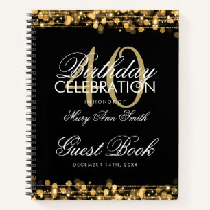 40. Geburtstag Gästebuch Party Glitzern Gold Notizbuch