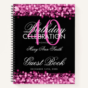 40. Geburtstag Gästebuch Party Glitzern Pink Notizbuch