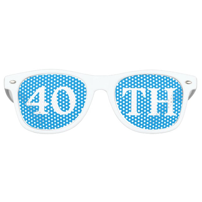 40. Geburtstag Gastgeschenk Cool Blue White Partybrille (Vorderseite)