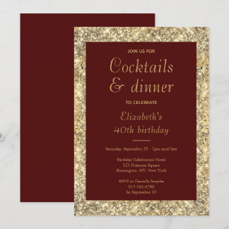 40. Geburtstag Glam Burgundy Gold Einladung