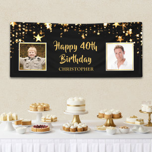 40. Geburtstag Glückwünsche Dann- und Jetzt-Fotos Banner