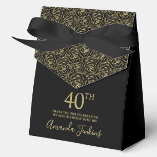 40. Geburtstag Gold Glitter Rosen Danke Geschenkschachtel