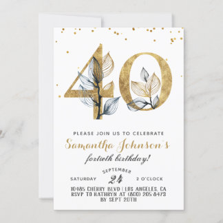 40. Geburtstag Goldene Blüte Einladung