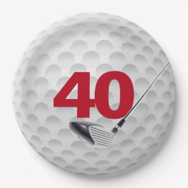 40. Geburtstag Golf Ball Design Paper Plate Pappteller