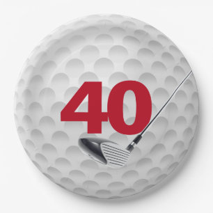 40. Geburtstag Golf Ball Design Paper Plate Pappteller