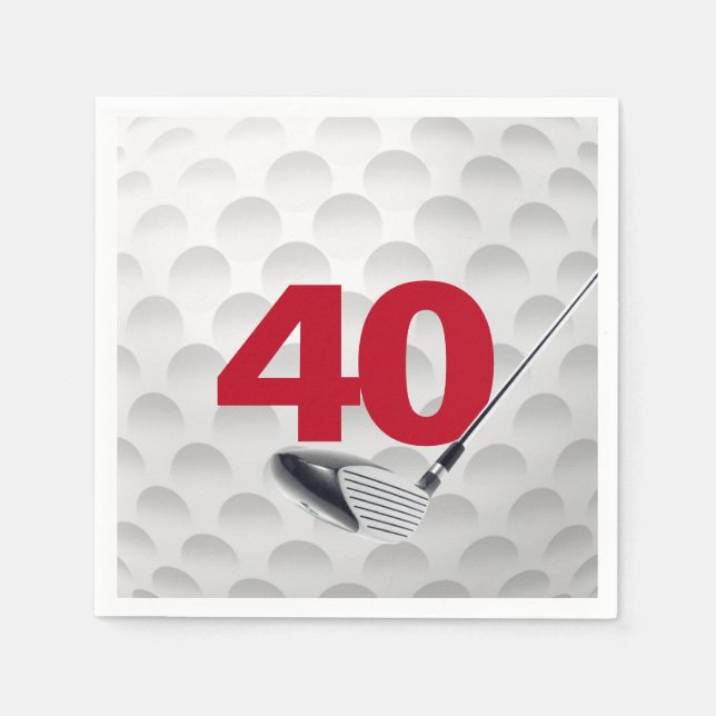 40. Geburtstag Golf Ball Serviette (Vorderseite)