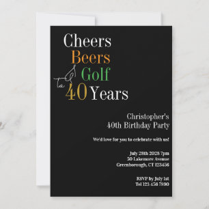 40. Geburtstag Golf Cheers Beers Party Einladung