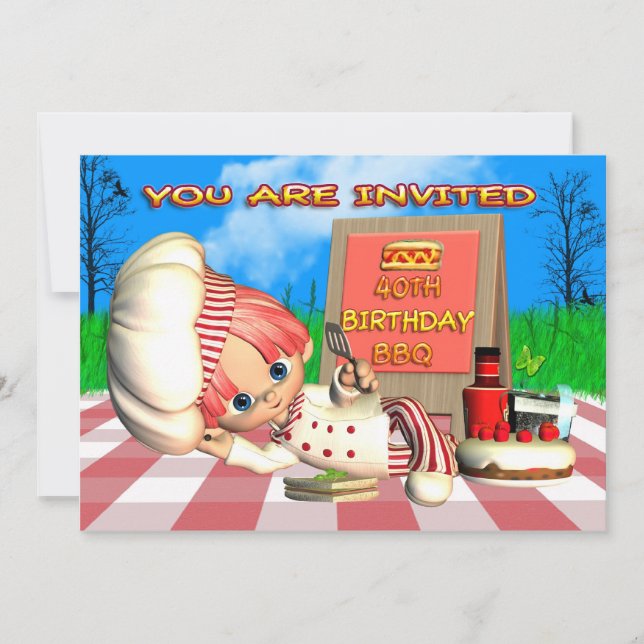 40. Geburtstag GRILLEN Einladung (Vorderseite)