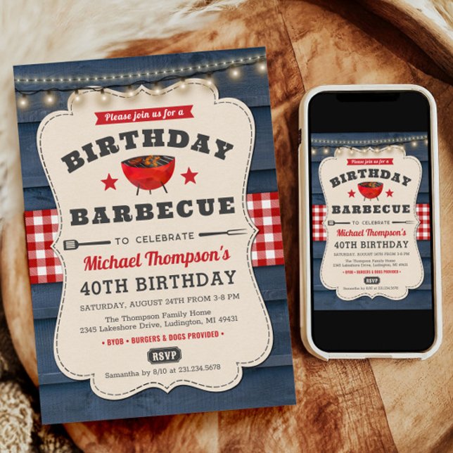 40. Geburtstag GRILLEN Summer Barbecue Party Einladung (BBQ Birthday Invite, BBQ Birthday Invitation, Barbecue Birthday Invitation, Summer Party Invitation)
