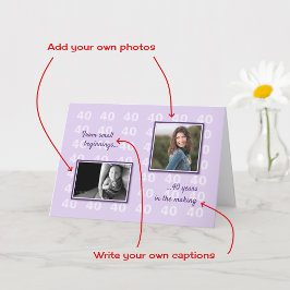 40. Geburtstag Ihre Fotos und Text lilac Karte