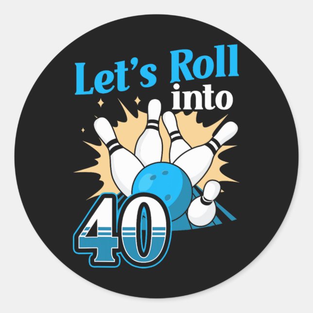 40. Geburtstag in 40 Bowling Runder Aufkleber (Vorderseite)