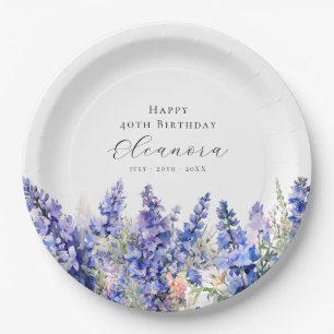 40. Geburtstag Juli Blume Larkspur Custom Pappteller