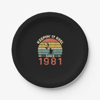 40. Geburtstag - Keepin It Reel seit 1981 Fischen Pappteller