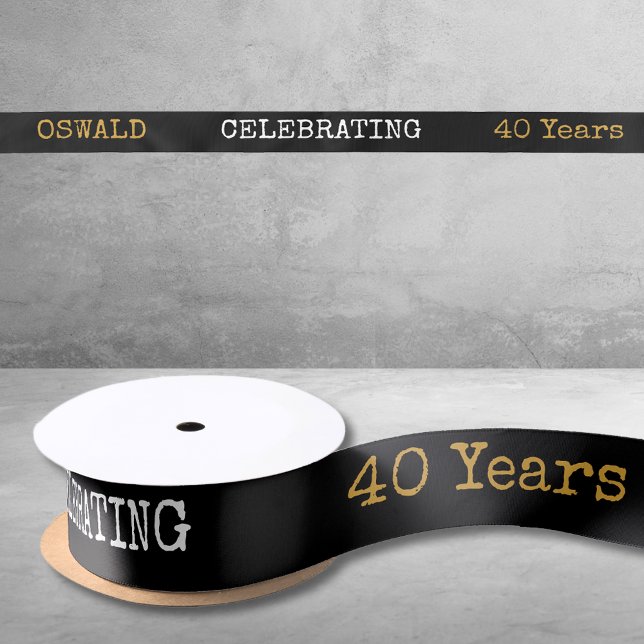 40. Geburtstag Legendary Black Gold Retro Satinband (40th Birthday Legendary Black Gold Retro Satin Ribbon
)