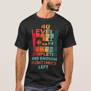 40. Geburtstag Level 40 Gamepad Retro Gamer T-Shirt