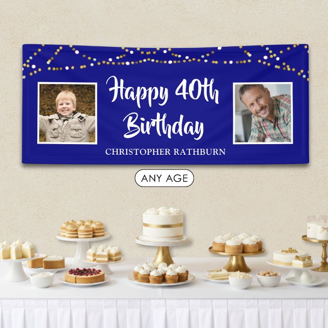 40. Geburtstag Lichterkette Name Königblau Banner (Von Creator hochgeladen)