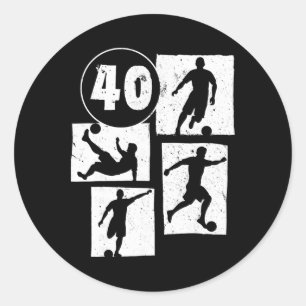 40. Geburtstag Mann Frau Fußballspieler Fußll 40 J Runder Aufkleber