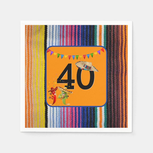 40. Geburtstag mexikanisches Design Serviette (Vorderseite)