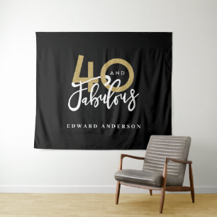 40. Geburtstag modern schwarz und gold stilvoll Wandteppich