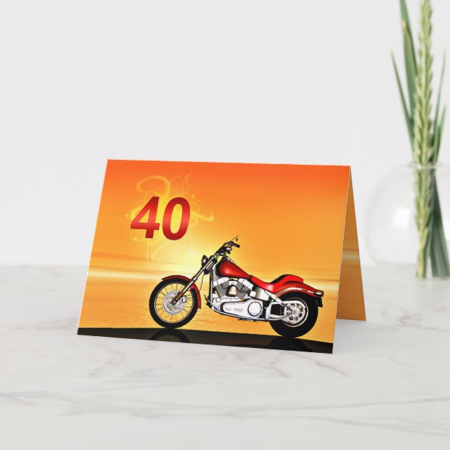 40. Geburtstag Motorradsonnenuntergang Karte (Vorderseite)