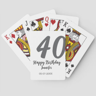 40. Geburtstag Name Datum Jahr schwarze Vorlage ge Spielkarten