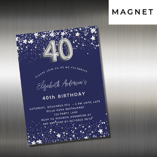 40. Geburtstag navy blauen Sterne Luxus Luxus Magneteinladung