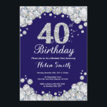 40. Geburtstag Navy Blue und Silver Diamond Einladung<br><div class="desc">40. Geburtstag Einladung. Navy Blue und Silver Kristall Diamond. Eleganter Geburtstag Bash einladen. Erwachsener zum Geburtstag. Frauen zum Geburtstag. Männer zum Geburtstag. Für weitere Anpassungen klicken Sie bitte auf die Schaltfläche "Anpassen" und verwenden Sie unser Designwerkzeug,  um diese Vorlage zu ändern.</div>