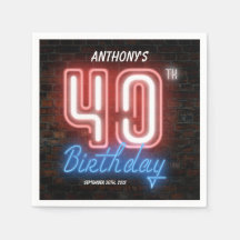 40. Geburtstag Neon Sign Funny 80er Retro Custom