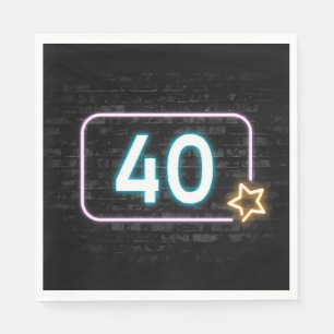 40. Geburtstag Neon Sign On Brick Serviette