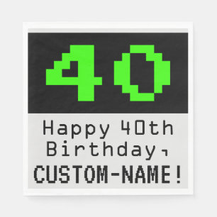 40. Geburtstag - Nerdy / Geeky Style "40" & Name Serviette
