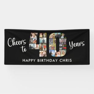 40. Geburtstag Nummer 40 Foto Collage Cheers Banner