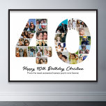 40. Geburtstag Nummer 40 Foto Collage Jahrestag Poster<br><div class="desc">Mark 40 Jahre wunderbare Erinnerungen und Abenteuer mit dieser faszinierenden 40. Geburtstagsnummer Foto Collage. Diese anpassbare Vorlage ist die perfekte Mischung aus Kreativität und Stimmung, die es Ihnen ermöglicht, ein wahrhaft unvergessliches Geschenk für den besonderen Tag Ihrer Lieben zu schaffen. Mit unserem sorgfältig gestalteten 50-Foto-Collage-Template können Sie das Wesentliche von...</div>