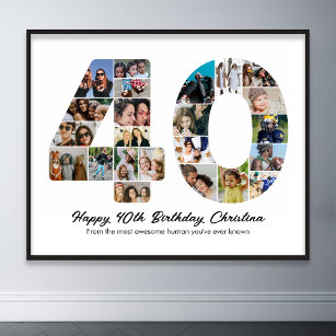40. Geburtstag Nummer 40 Foto Collage Jahrestag Poster