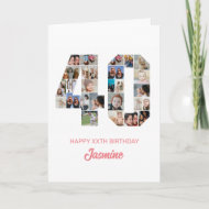 40. Geburtstag Nummer 40 FotoCollage Personalisier Karte