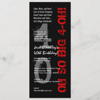 40. Geburtstag oh so große 4 oh rote schwarze hohe Einladung