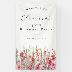 40. Geburtstag Party August Geburtstag Blume Willk Banner