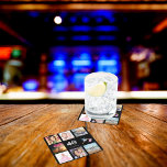 40. Geburtstag Party benutzerdefinierte Foto Colla Rechteckiger Pappuntersetzer<br><div class="desc">Ein Party Untersetzer für ein mädchenhaftes 40. Party,  feiert ihr Leben mit einer Collage von 8 Ihrer Fotos. Vorlagen für einen Namen,  Alter 40 und Datum. Geburtsdatum oder Geburtsdatum des Party. Weiße und graue Buchstaben. Eleganter schwarzer Hintergrund.</div>