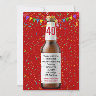 40. Geburtstag Party Bierflasche Einladung