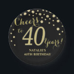 40. Geburtstag Party Black and Gold Diamond Pappteller<br><div class="desc">40. Geburtstag Party Black and Gold Diamond Paper Plate</div>