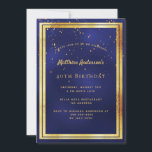 40. Geburtstag Party blauer Goldbarsch Konfetti Sp Einladung<br><div class="desc">Eine trendige,  moderne Party Einladung zum 40. Geburtstag für Männer,  Typ und Männer. Ein dunkelblauer,  marineblauer Hintergrund. Die blaue Farbe ist ungleichmäßig. Mit einem goldenen Rahmen und goldenen Konfetti-Imitat sprinkle,  goldfarbene Buchstaben. Vorlagen für Ihre Party-Informationen. Zurück: blauer Hintergrund mit Konfetti sprinkle.</div>
